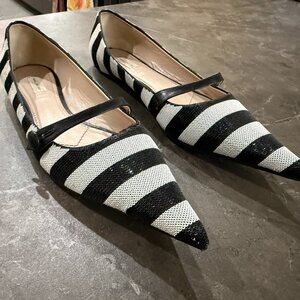 Size 38 Marc Jacobs Striped Sequined Flats